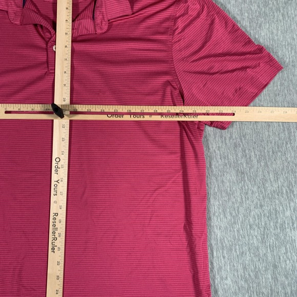 Johnnie-O Polo Shirt Mens Large Pink Blue Stripe Performance Golf Casual - Picture 6 of 9